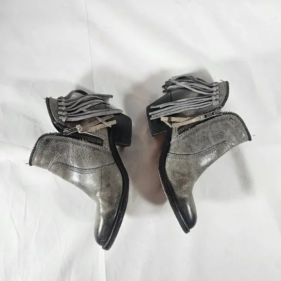 Circle G Gray Booties Women's Size 5 Fringe Zipper Closure - Picture 5 of 9